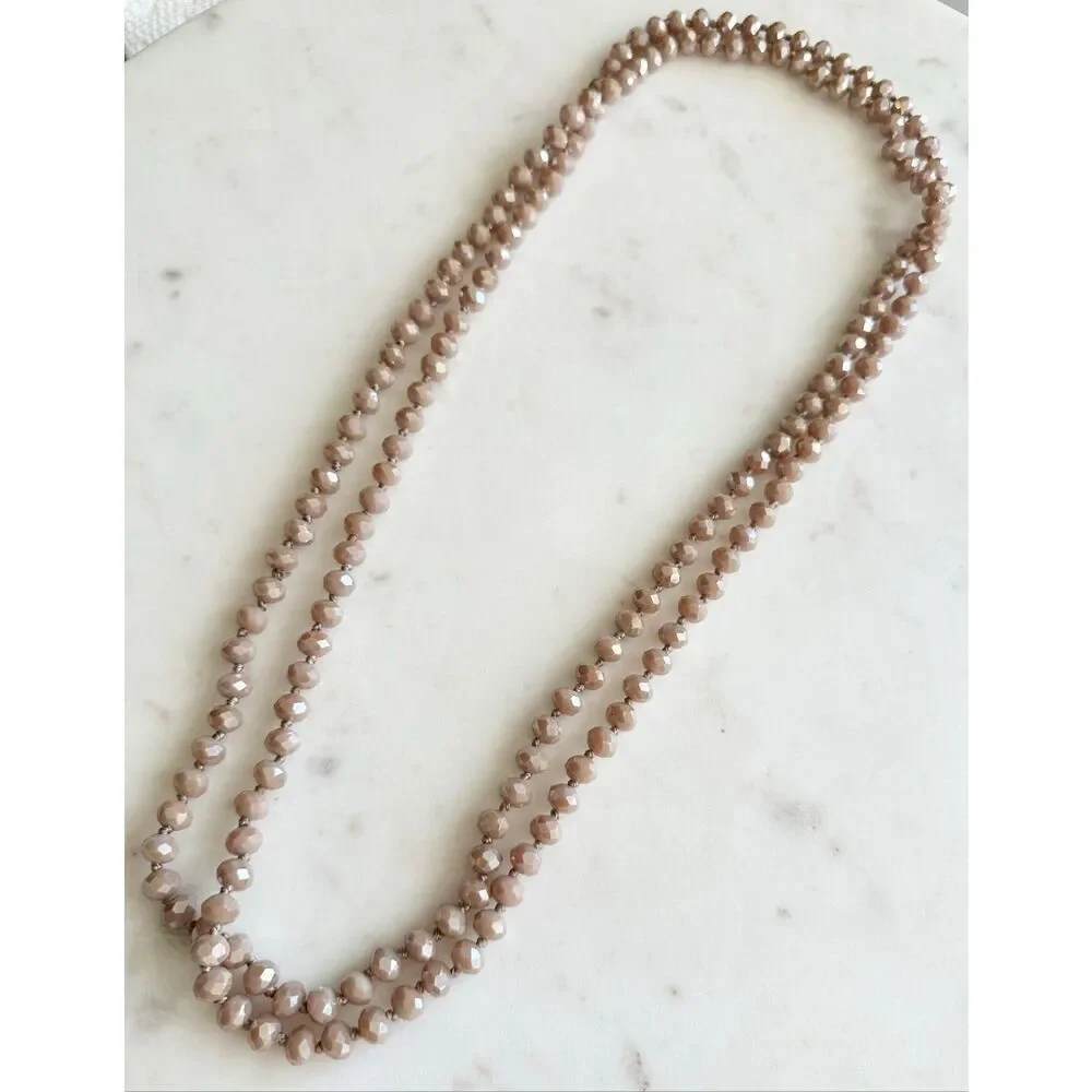 Latte brown sparkly beaded layered necklace